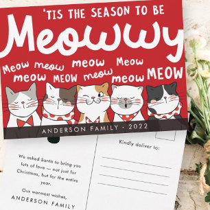 Season to be Meowwy Funny Cute Cats Caroling Postcard