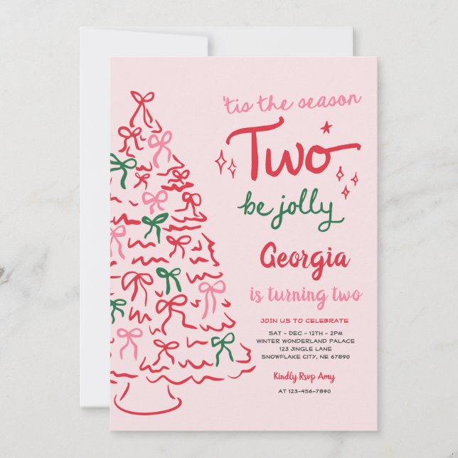 Season Two Celebrate Coquette Christmas Birthday Invitation (Front)