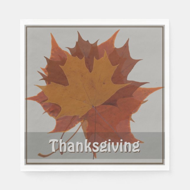 Seasonal Autumn Leaves Thanksgiving Custom Text Napkin (Front)