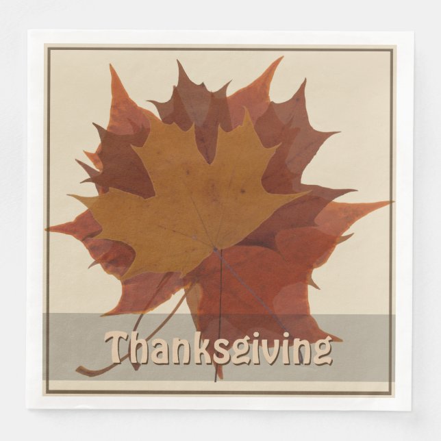 Seasonal Autumn Leaves Thanksgiving Napkin (Front)