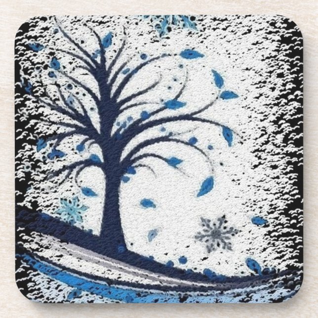 Seasonal Blue Cork Coasters (Front)
