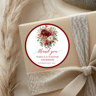 Seasonal Burgundy Eucalyptus Wedding Sticker