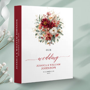 Seasonal Burgundy Gold Floral Bohemian wedding Binder