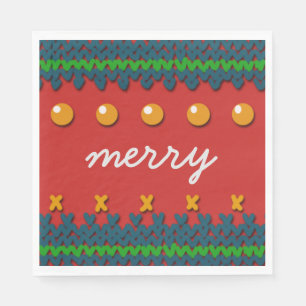 Seasonal Christmas Knitted Decor with Custom Text Napkin