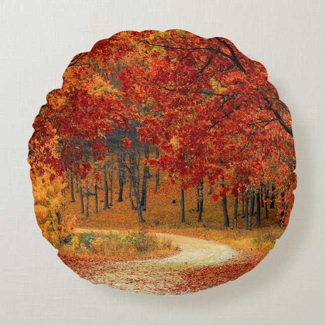 Seasonal colours of Autumn Round Pillow (Front)