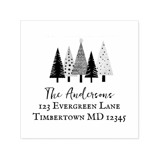 Seasonal Evergreen Tree Holiday Return Address Self-inking Stamp (Design)