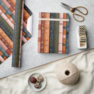 Seasonal Fall Book Spines Wrapping Paper