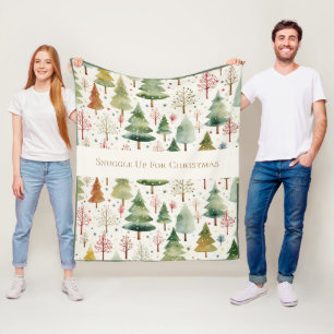 Seasonal forest Trees Snuggle Up For Christmas Fleece Blanket