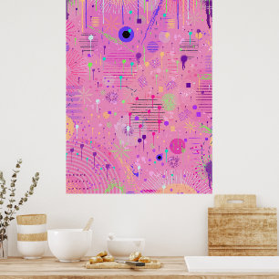 Seasonal Fruit Salad: Abstract Painting Poster