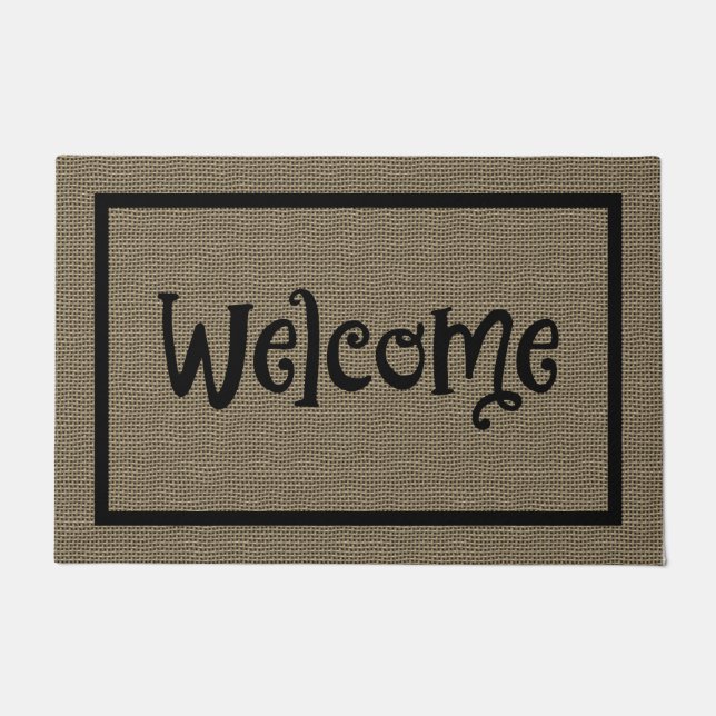 Seasonal Fun Fall Faux Burlap Welcome Mat Large (Front)