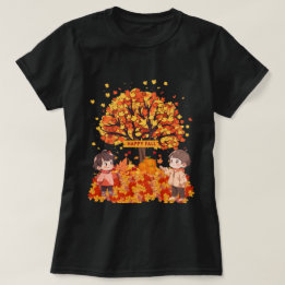 Seasonal Goodness Happy Fall Children and Leaves T-Shirt