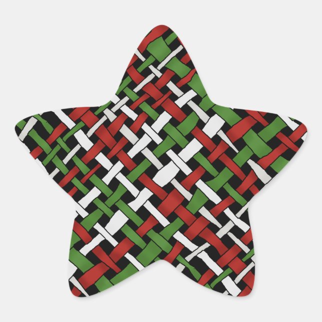 Seasonal Graphical Colourful Woven Burlap Star Sticker (Front)