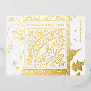 Seasonal Greetings Elegant Modern Classic Business Foil Holiday Postcard