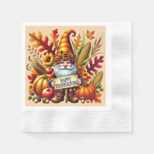 Seasonal Happy Thanksgiving gnome party Napkin