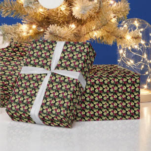 Seasonal Holiday Poinsettias Floral Wrapping Paper