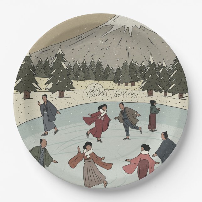 Seasonal Ice Skating Paper Plate (Front)