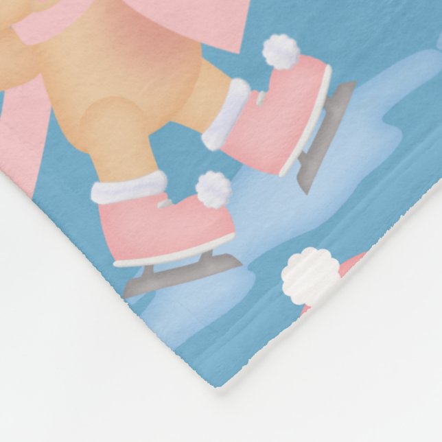 Seasonal Ice skating pig winter fleece Blanket (Corner)