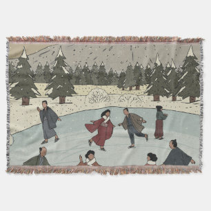 Seasonal Ice Skating Throw Blanket
