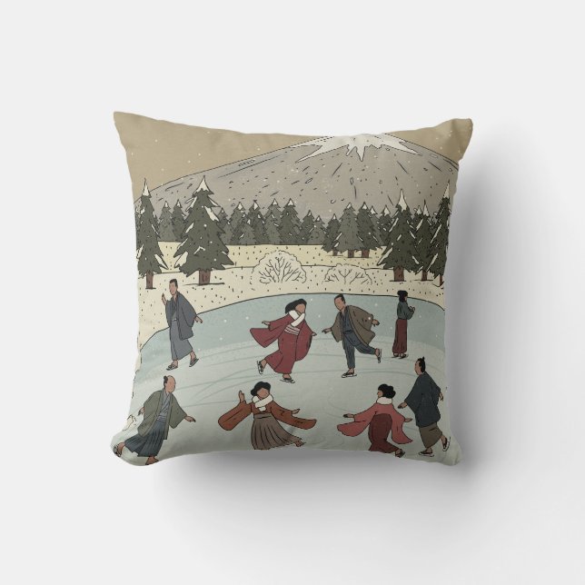 Seasonal Ice Skating Throw Pillow (Front)