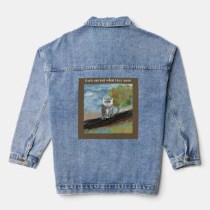 Seasonal Owl Painting in Nature Wonders Denim Jacket