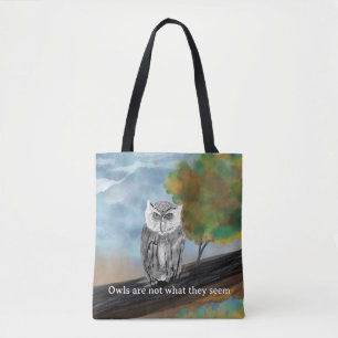 Seasonal Owl Painting in Nature Wonders Tote Bag