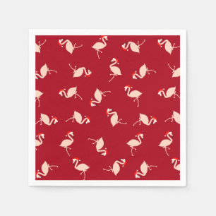 Seasonal Santa Flamingos Burgundy Pattern Napkin