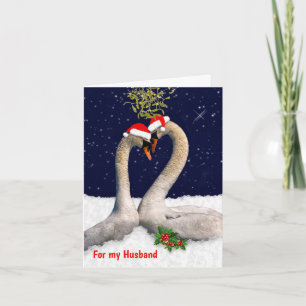 Seasonal Swans Christmas Card HUSBAND