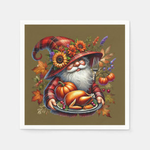 Seasonal Thanksgiving turkey gnome dinner Napkin