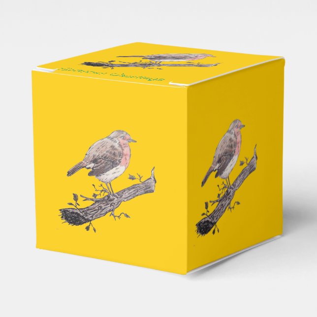 seasonal wild birds robin for christmas favor box (Front Side)