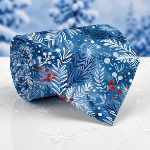 Seasonal Winter Blue Pattern Necktie Tie