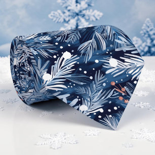Seasonal Winter Blue Pattern Necktie Tie