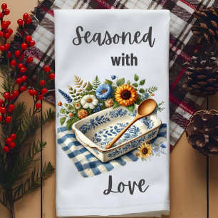 Seasoned With Love-Floral Farmhouse towel - Tea To