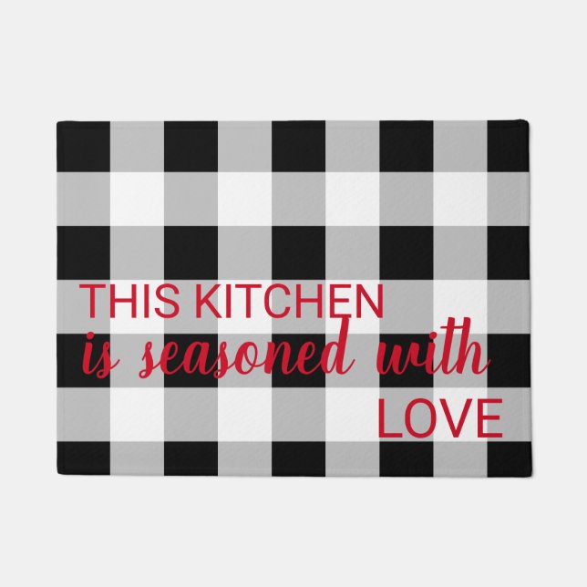 Seasoned with Love Kitchen Decor with Cute Saying Doormat (Front)