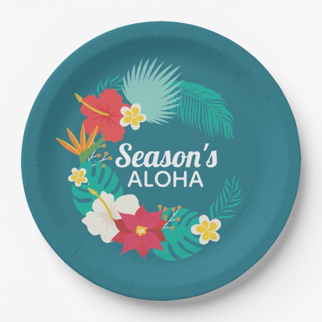 Season's Aloha Hawaiian Paper Plate (Front)