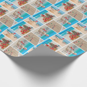 Season's Beachin Sandy Snowman Wrapping Paper