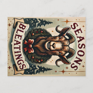 Season's Bleatings - Festive Goat Postcard