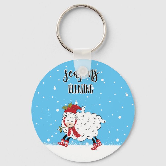 seasons bleatings lamb sheep funny joke christmas keychain (Front)