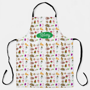 Seasons Eatings Fun Holiday Food Pattern Apron
