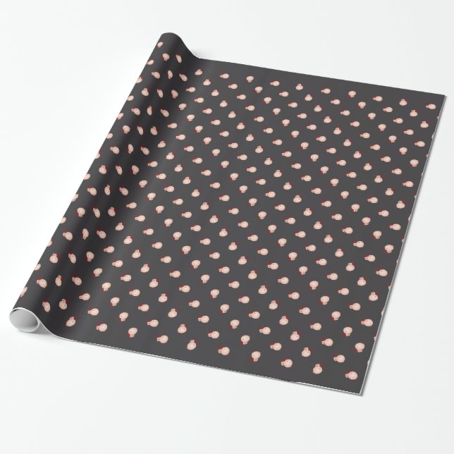 "Season's Eatings" Humourous Pig Wrapping Paper (Unrolled)