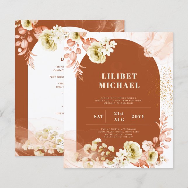 Seasons Fall Earthen Mix Boho Floral Wedding (Front/Back)