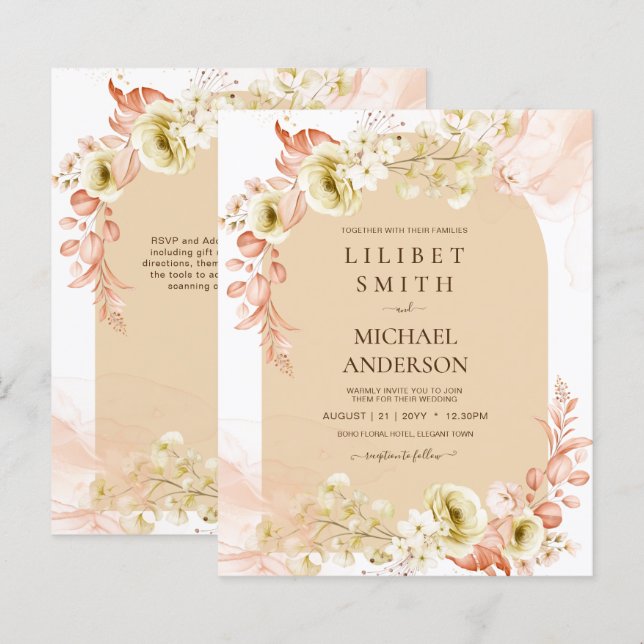 Seasons Fall Earthen Mix Boho Floral Wedding (Front/Back)
