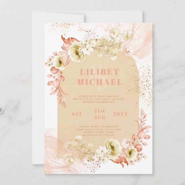 Seasons Fall Earthen Mix Boho Floral Wedding Invitation (Front)