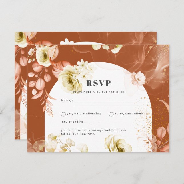Seasons Fall Earthen Mix Boho Floral Wedding RSVP Postcard (Front/Back)