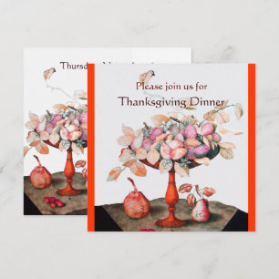 SEASON'S FRUITS 5 Thanksgiving Dinner Party white Invitation