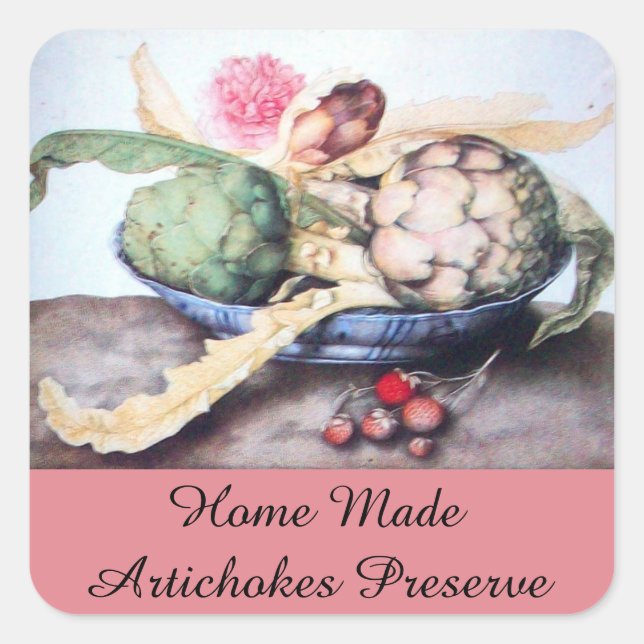 SEASON'S FRUITS / ARTICHOKE Preserve Canning Square Sticker (Front)