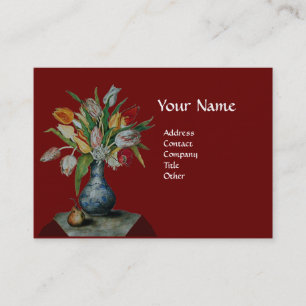 SEASON'S FRUITS -COLORFUL TULIPS  MONOGRAM BUSINESS CARD