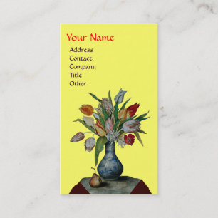 SEASON'S FRUITS - COLORFUL TULIPS  MONOGRAM BUSINESS CARD
