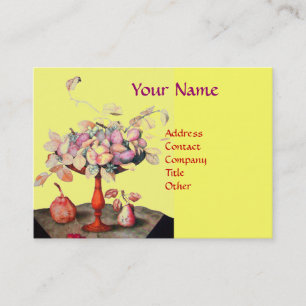 SEASON'S FRUITS ,FLOWERS,LEAVES MONOGRAM Yello Business Card