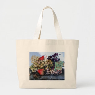 SEASON'S FRUITS GRAPES AND PEARS LARGE TOTE BAG