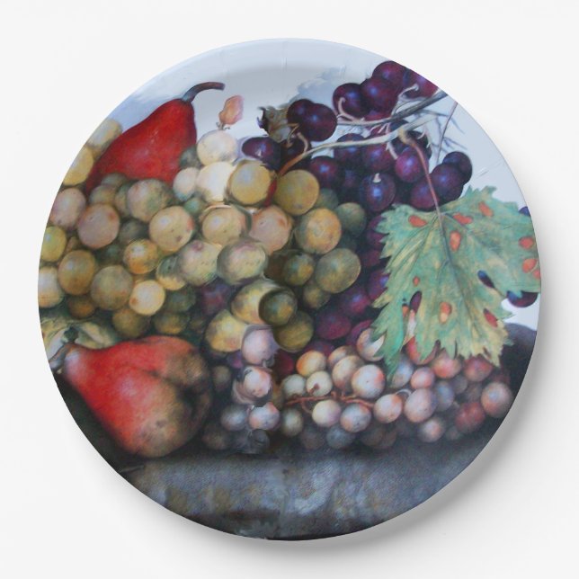 SEASON'S FRUITS ,GRAPES AND PEARS  PAPER PLATE (Front)